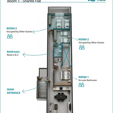 Séjour chez l'habitant F10 1, Private Double With Private Bathroom In Shared Flat